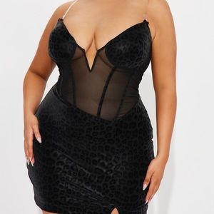 Black Mesh- Leopard Dress